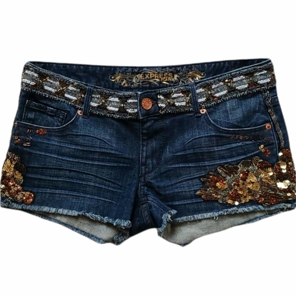Express Jean Shorts with Embellishments Size 4